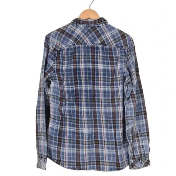 NWT Buffalo Plaid Check Blue Snap Button Dress Shirt Size Large - Picture 5 of 14